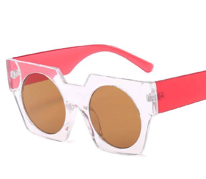 Red Geometry Vintage Big Frame Sunglasses