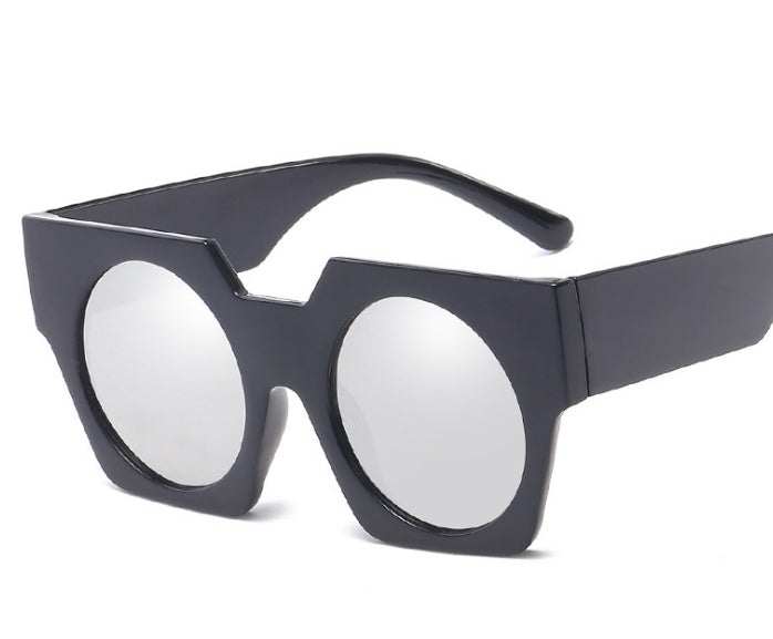 Red Geometry Vintage Big Frame Sunglasses