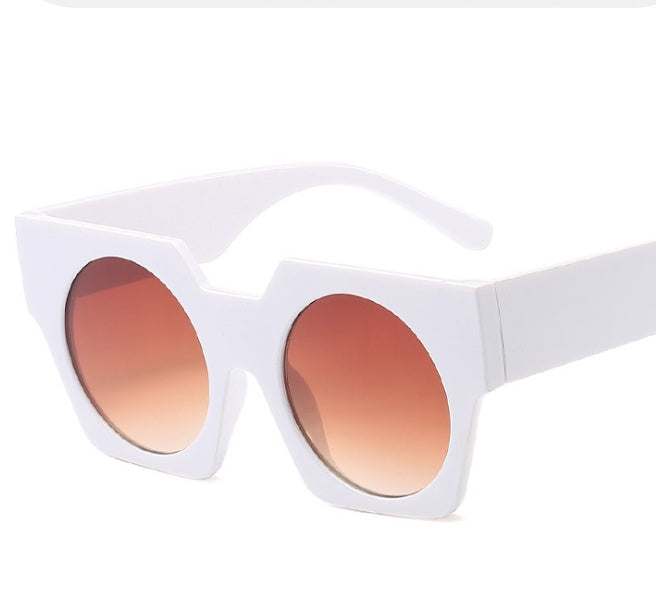 Red Geometry Vintage Big Frame Sunglasses