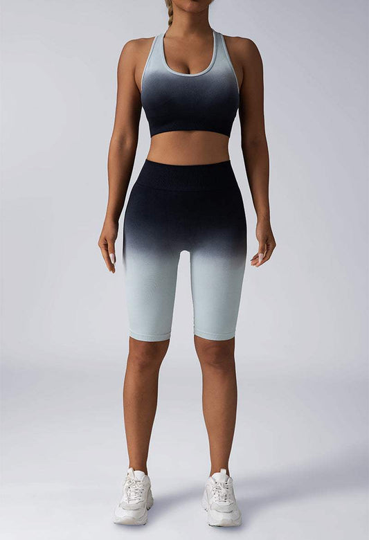 Workout Sets for Women 2 Piece Seamless Crop Tank High Waist Shorts YoWorkout Sets for Women