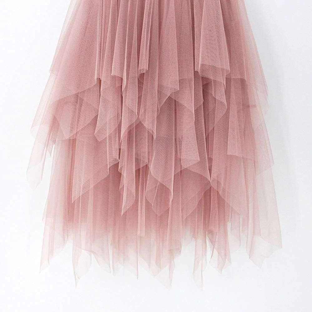 Women'S Tulle Skirt Formal High Low Asymmetrical Midi Length Elastic Wnull