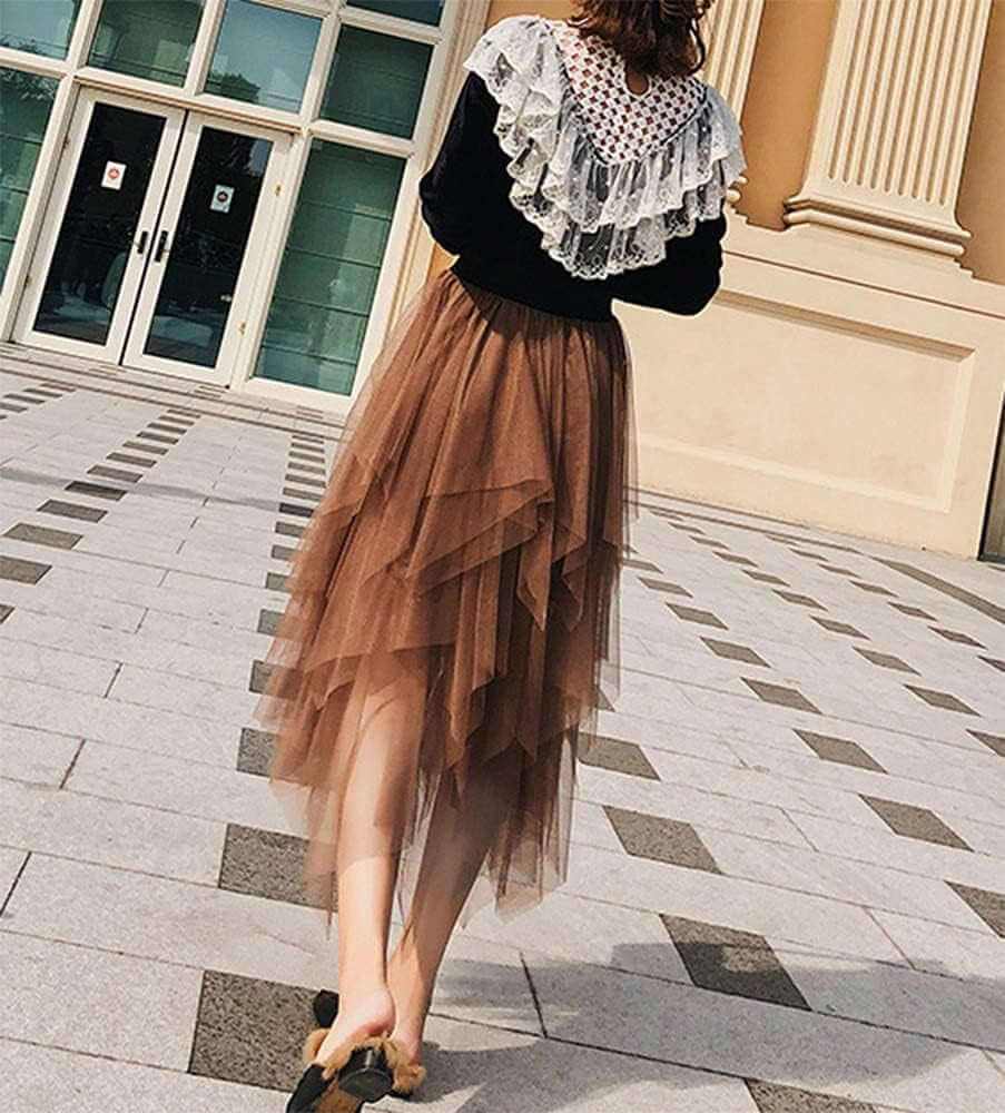 Women'S Tulle Skirt Formal High Low Asymmetrical Midi Length Elastic Wnull